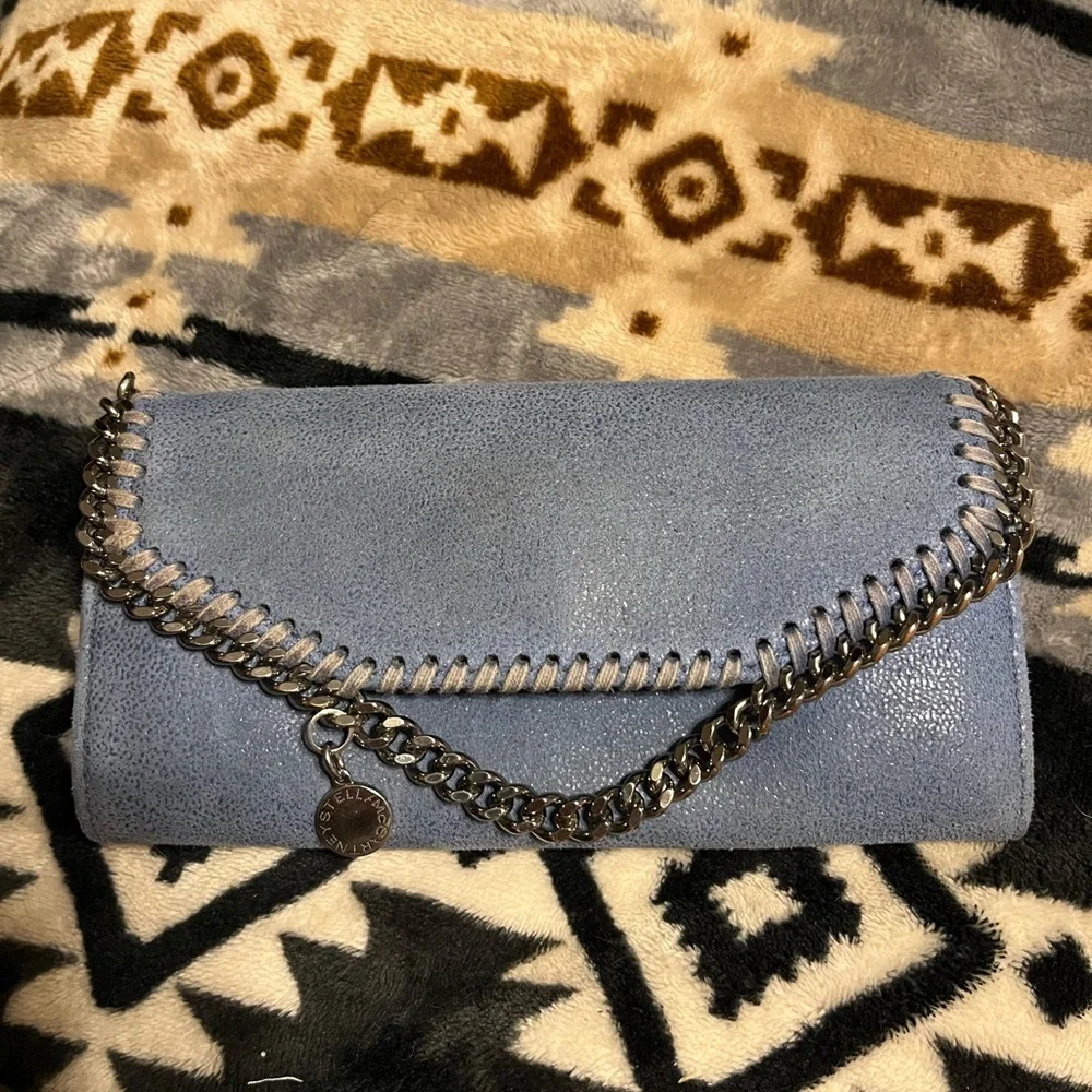 Stella McCartney EUC COA* Falabella Continental Flap Wallet Clutch -Cyan . - Picture 3 of 17